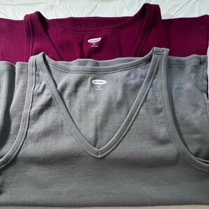 Old Navy Burgundy and Gray Tank Tops